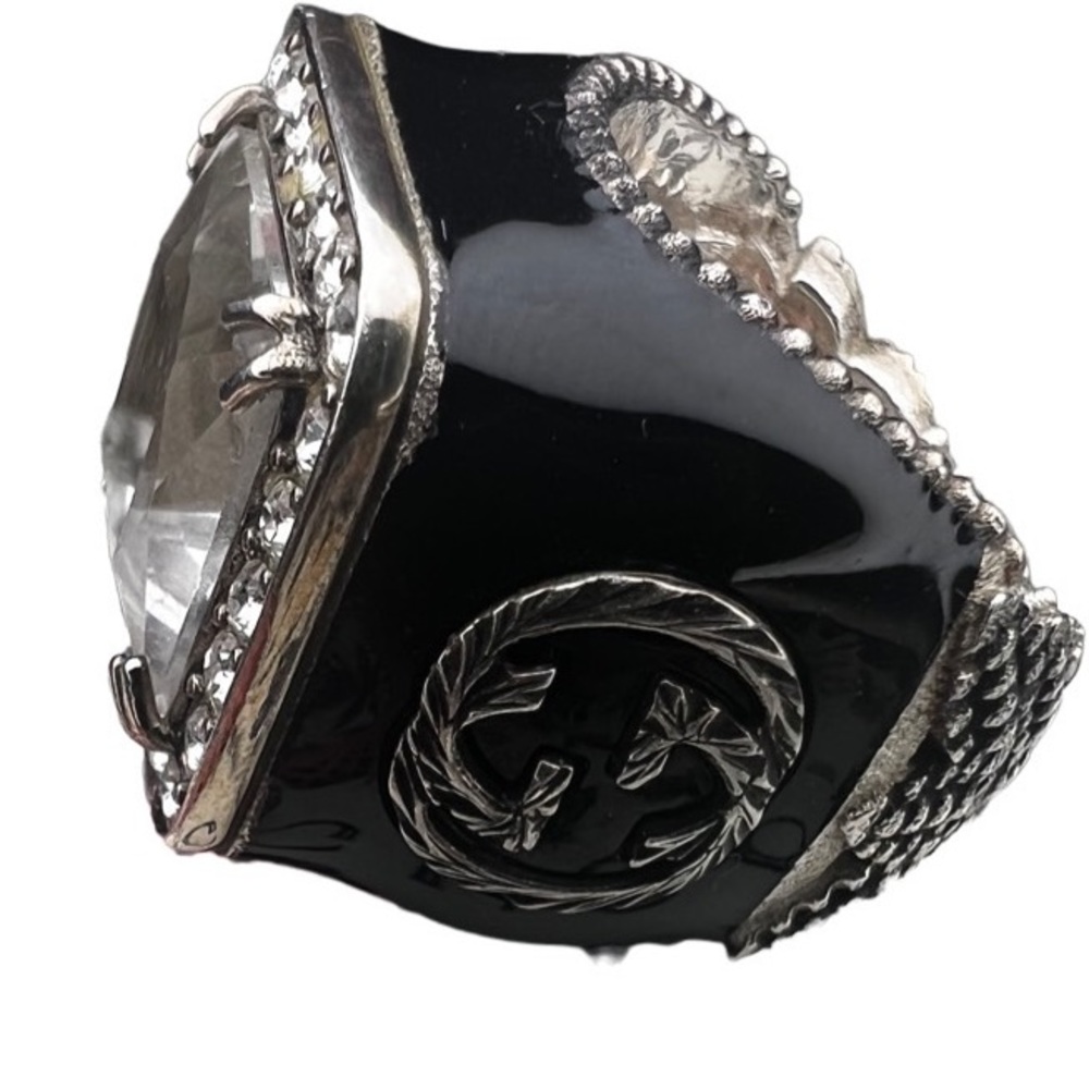 Gucci GG Crystal-embellished Signet Ring in White Size 13 (US 6 1/2)